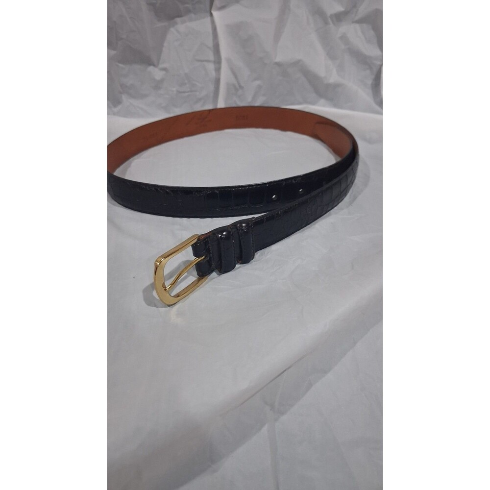 John W Nordstrom Black Textured Leather Belt Sz 34 Brass Buckle Handcrafted USA